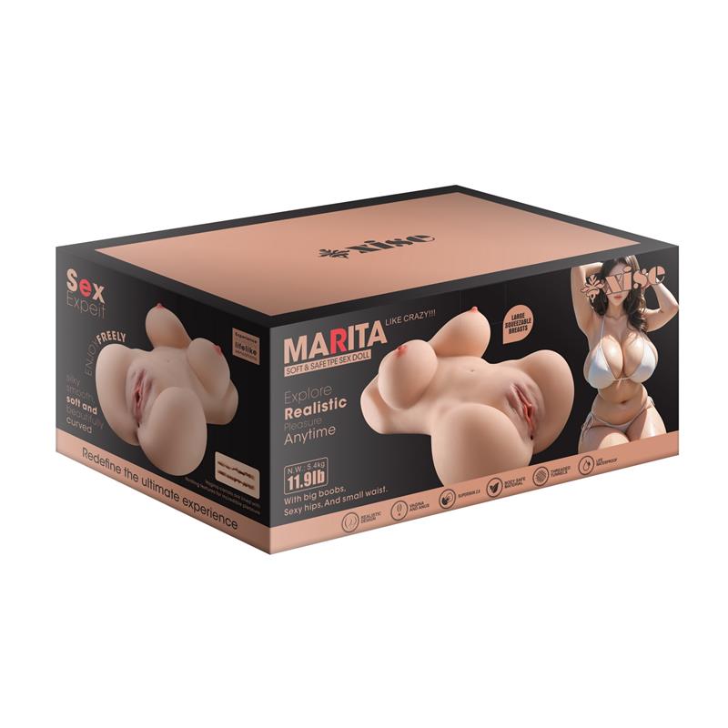 Marita – Torso Masturbador: Realismo Premium com Torso Feminino em TPR e Canais Duplos Texturizados