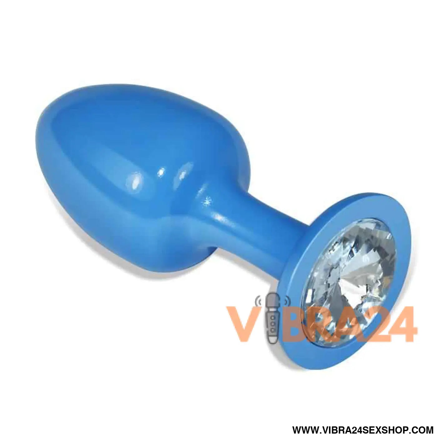 Metal Butt Plug Blue Rosebud with Clear Jewel