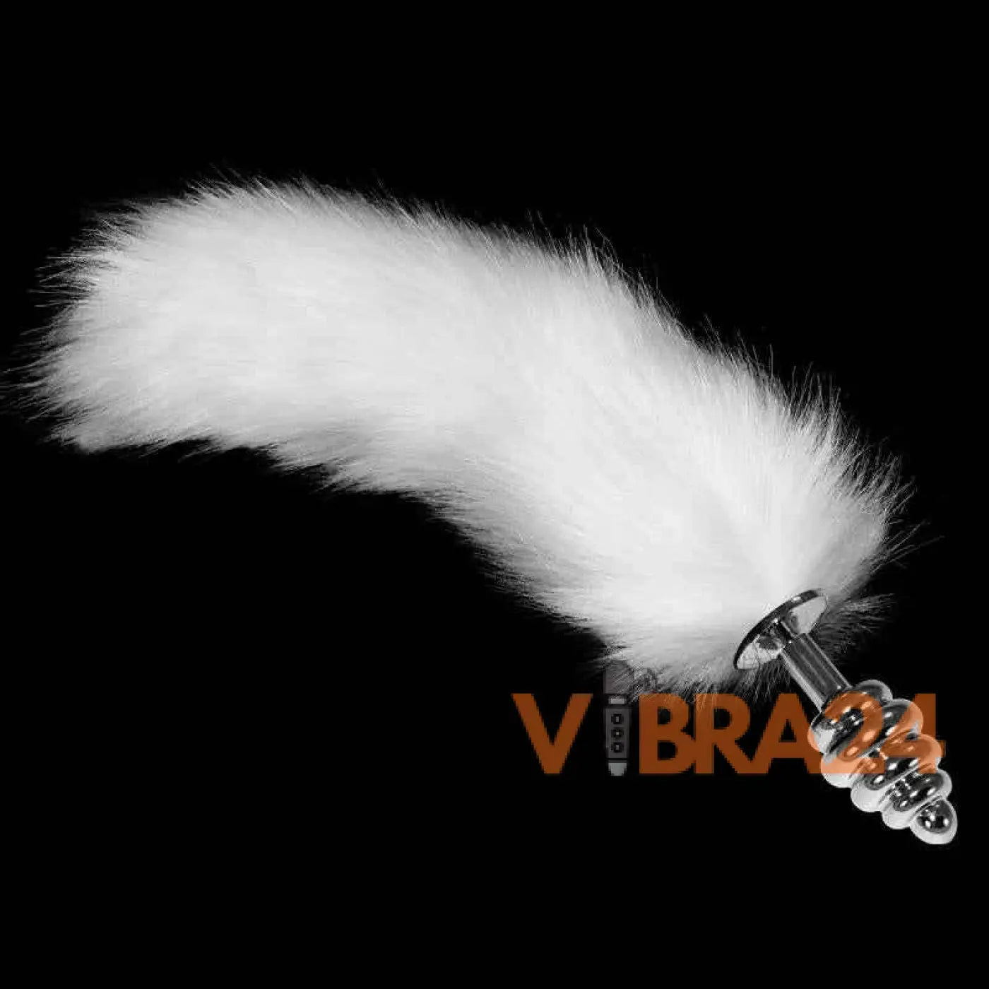 Metal Spiral Butt Plug with White Fox Tail