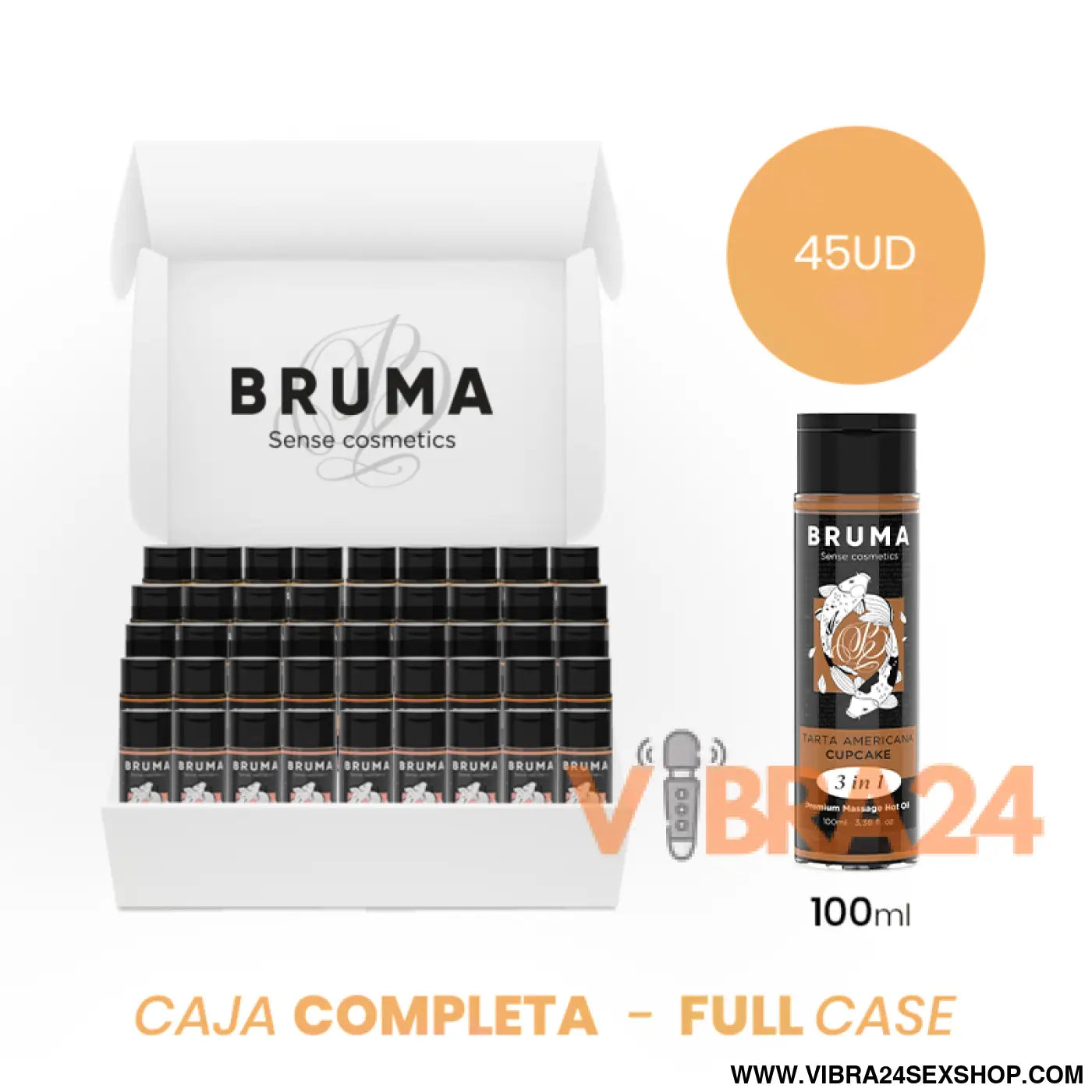 MOQ 45 - BRUMA ÓLEO DE MASSAGEM PREMIUM EFEITO CALOR SABOR CUPCAKE 3 EM 1 - 100 ML