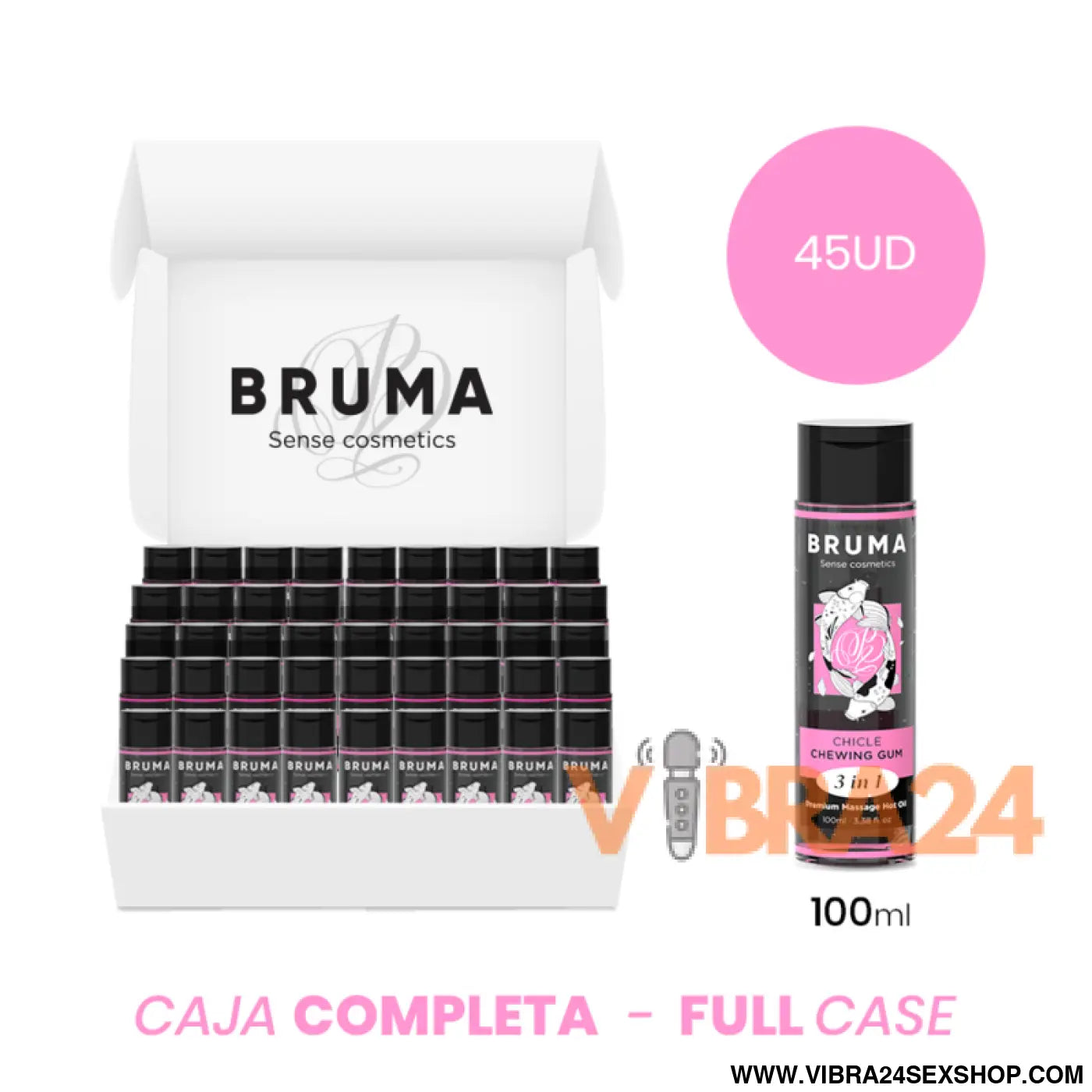 MOQ 45 - BRUMA ÓLEO DE MASSAGEM PREMIUM EFEITO CALOR SABOR GOMA 3 EM 1 - 100 ML
