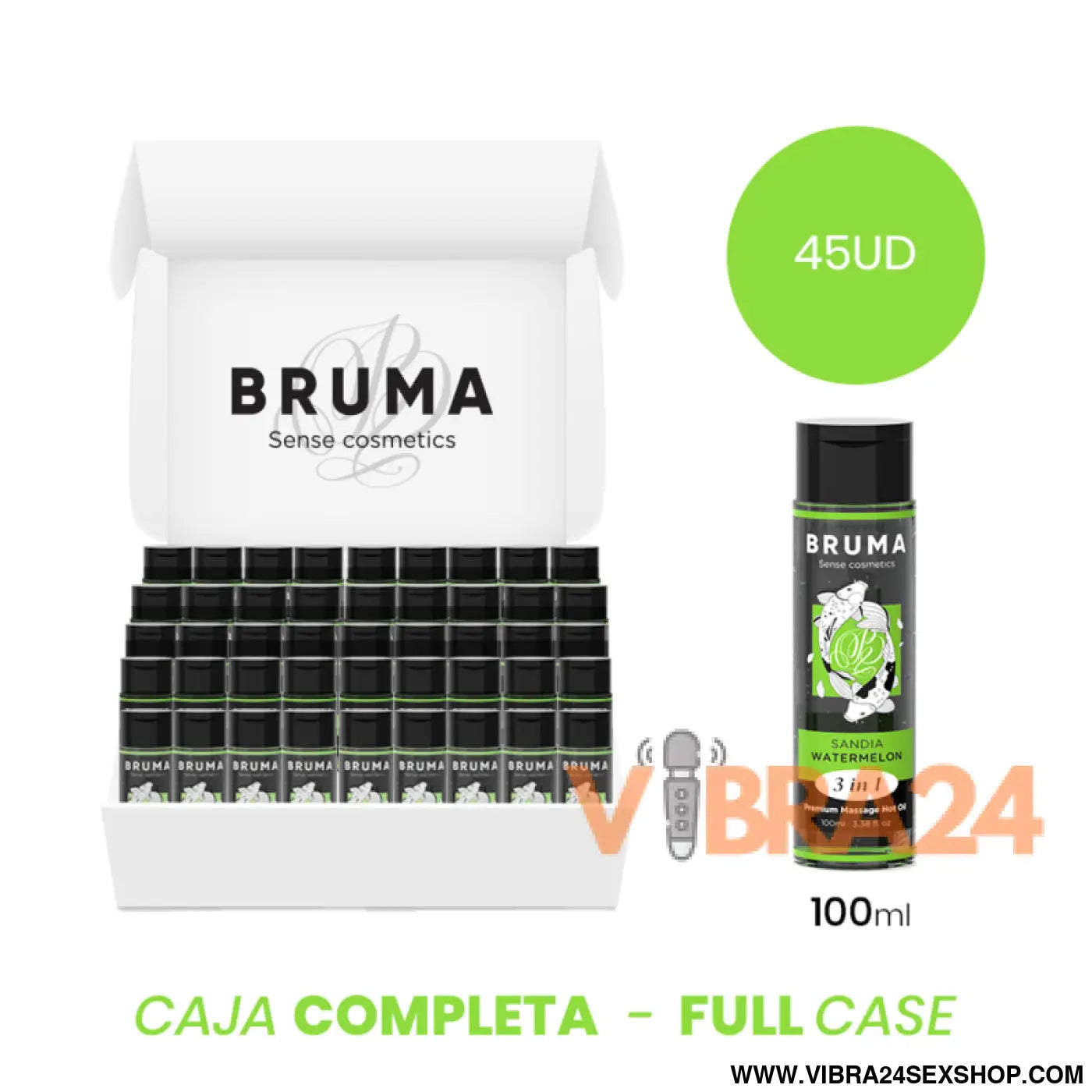 MOQ 45 - BRUMA ÓLEO DE MASSAGEM PREMIUM EFEITO CALOR SABOR MELANCIA 3 EM 1 - 100 ML