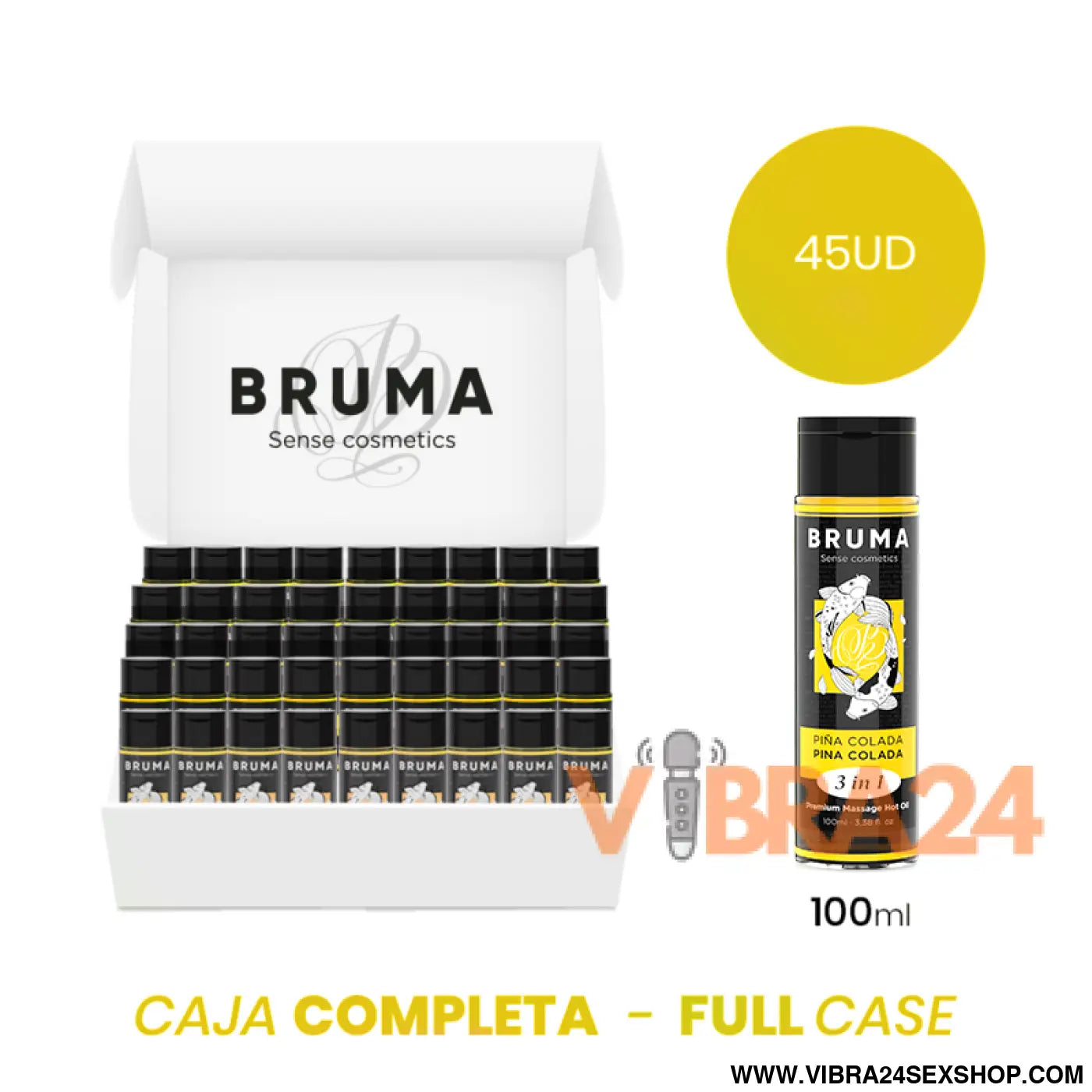 MOQ 45 - BRUMA ÓLEO DE MASSAGEM PREMIUM EFEITO CALOR SABOR PINA COLADA 3 EM 1 - 100 ML