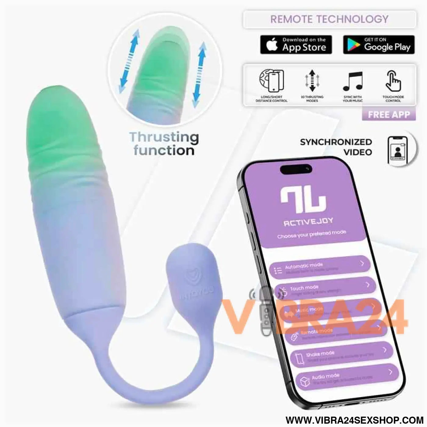 NexEgg Motion Vibrating Egg with Thrusting App Lilac/Pistachio