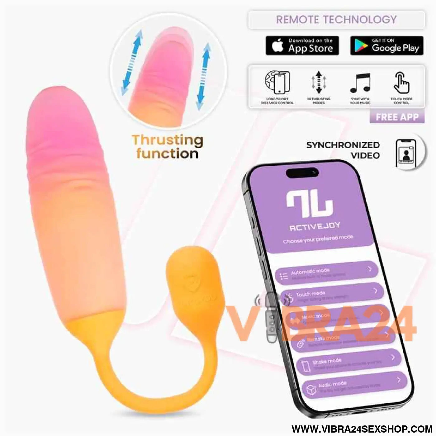 NexEgg Motion Vibrating Egg with Thrusting App Orange/Pink