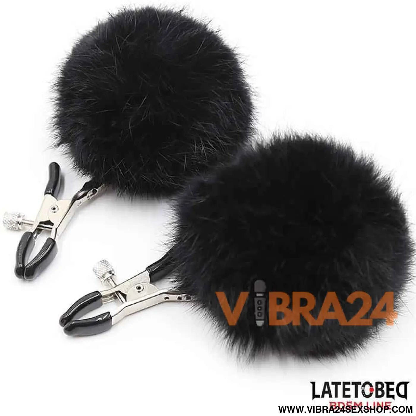 Nipple Clamps with Black Fur