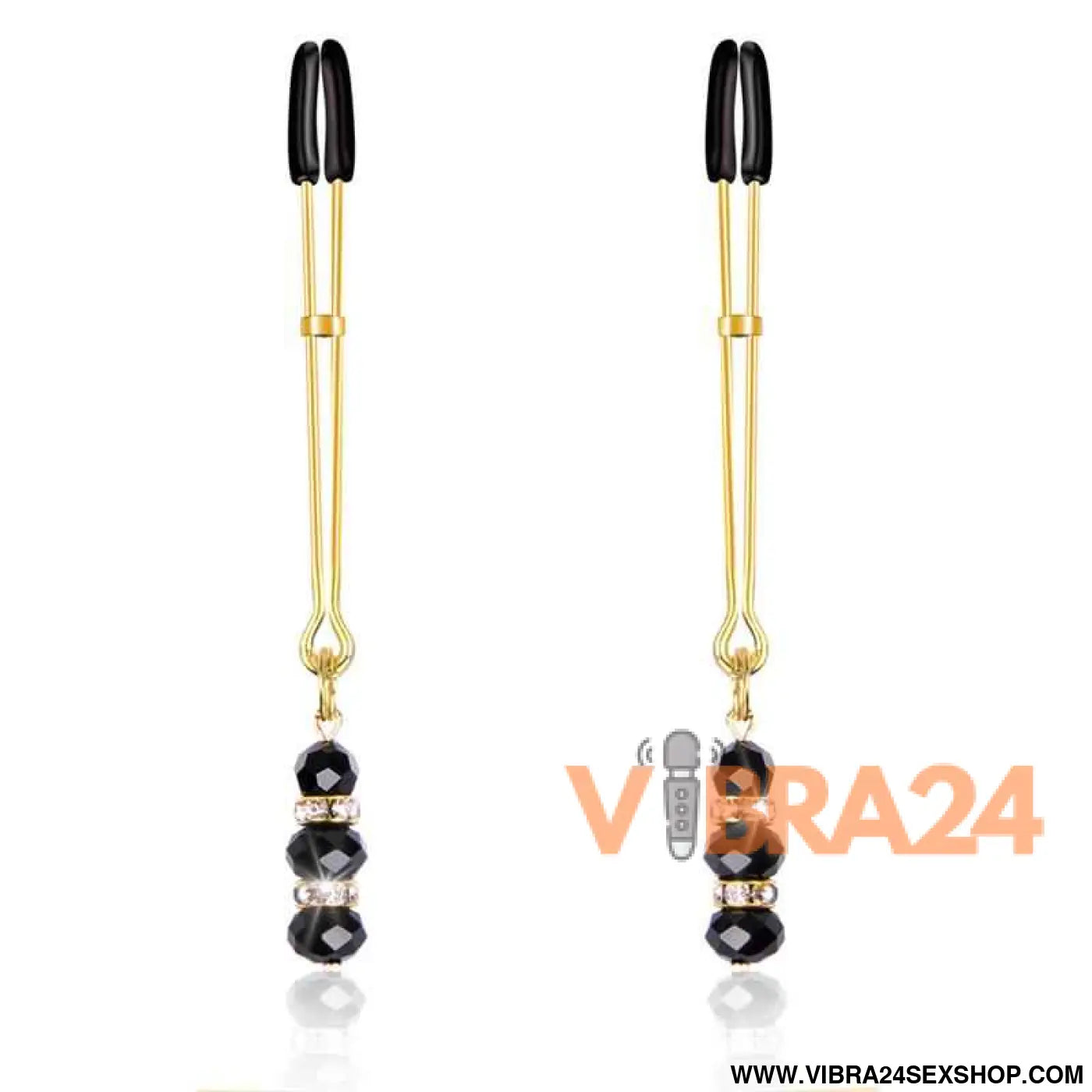 Nipple Clamps with Glass Beads Golden