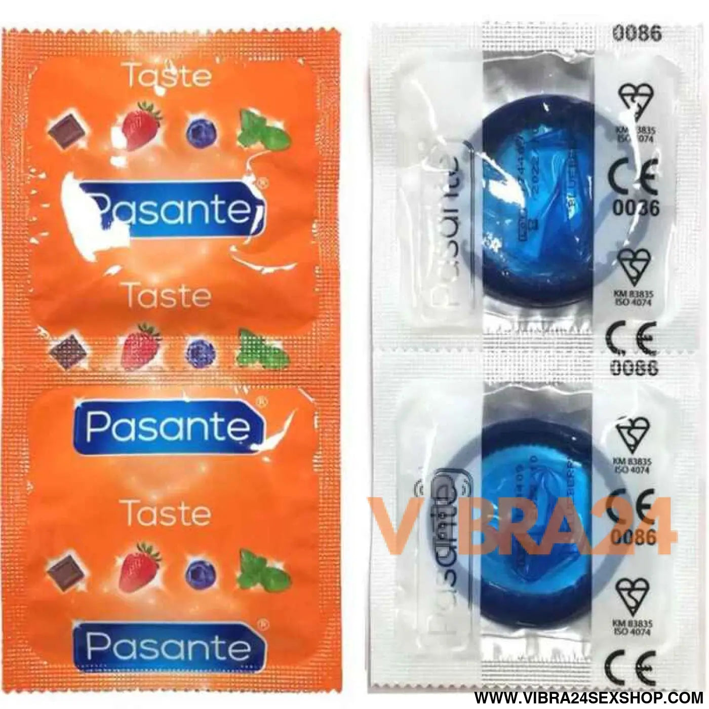 PASANTE - SACO DE PRESERVATIVO SABOR BLUEBERRY 144 UNIDADES