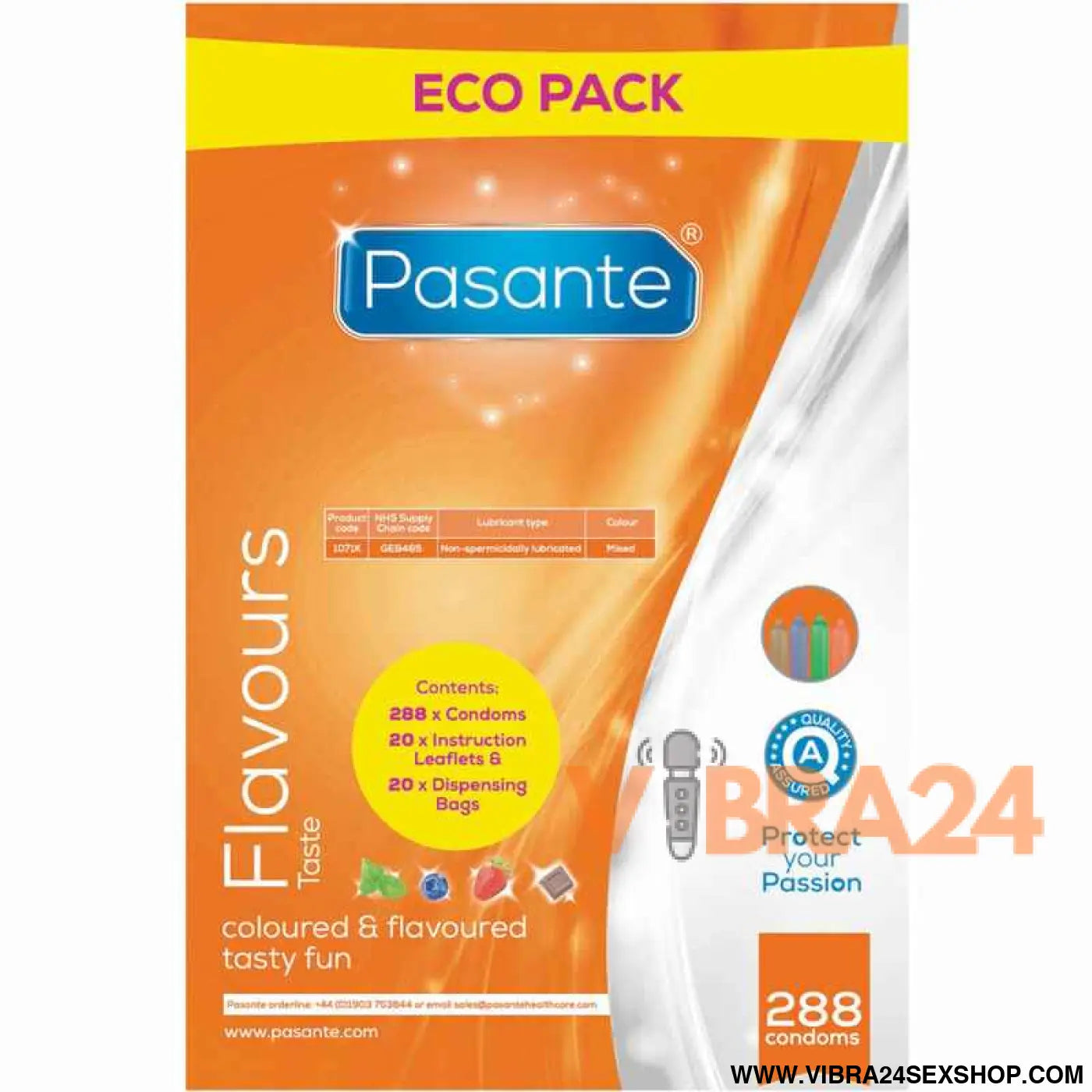 PASANTE - SACO DE SABORES ECO PACK PRESERVATIVOS 288 UNIDADES