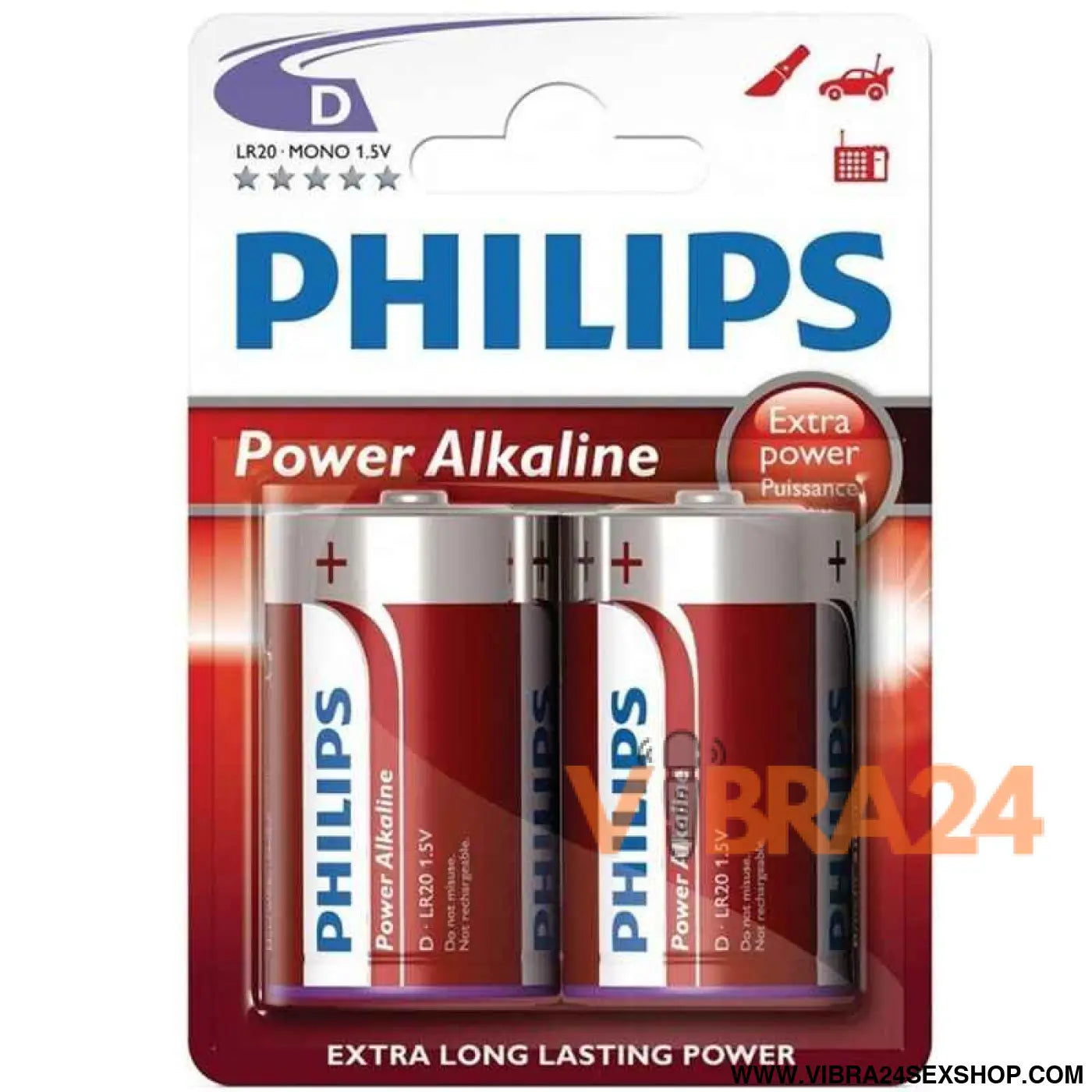 PHILIPS - POWER ALKALINE PILA D LR20 BLISTER * 2
