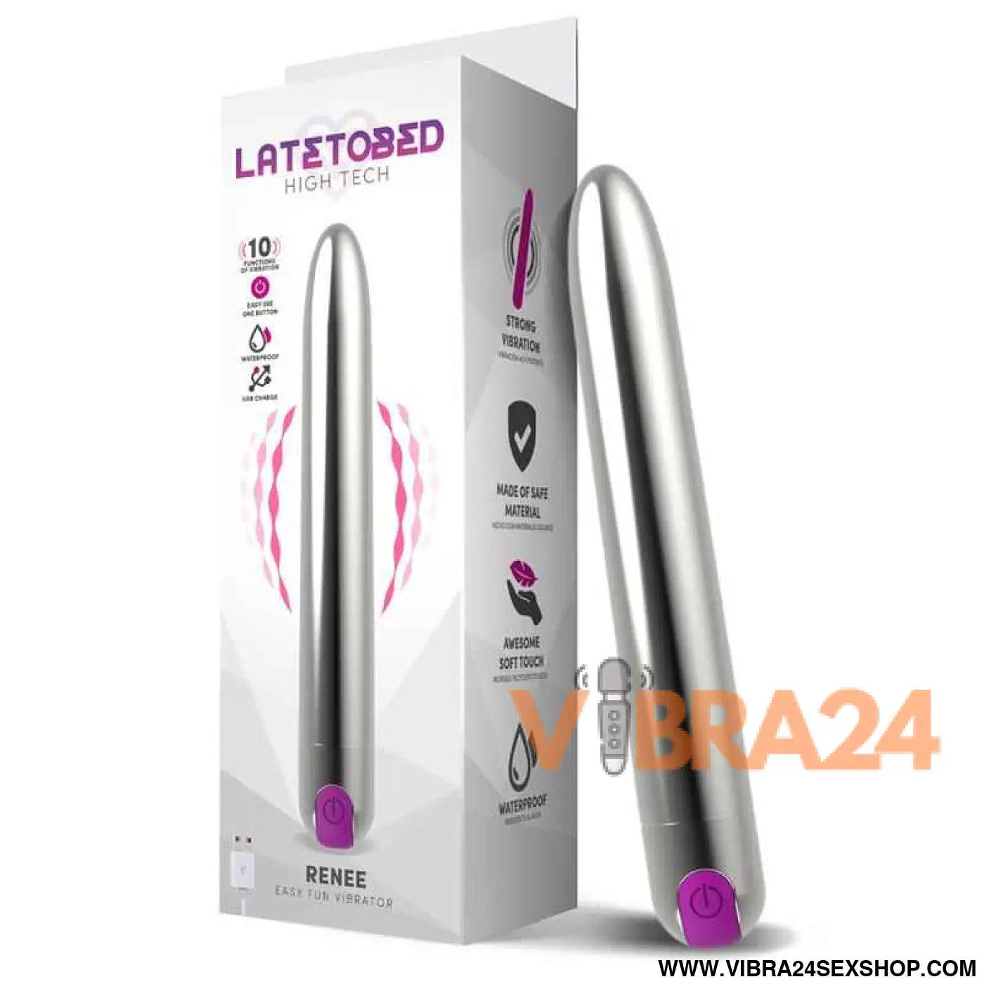 Renee Vibe 10 Vibrating Functions 18,5 cm USB Silver