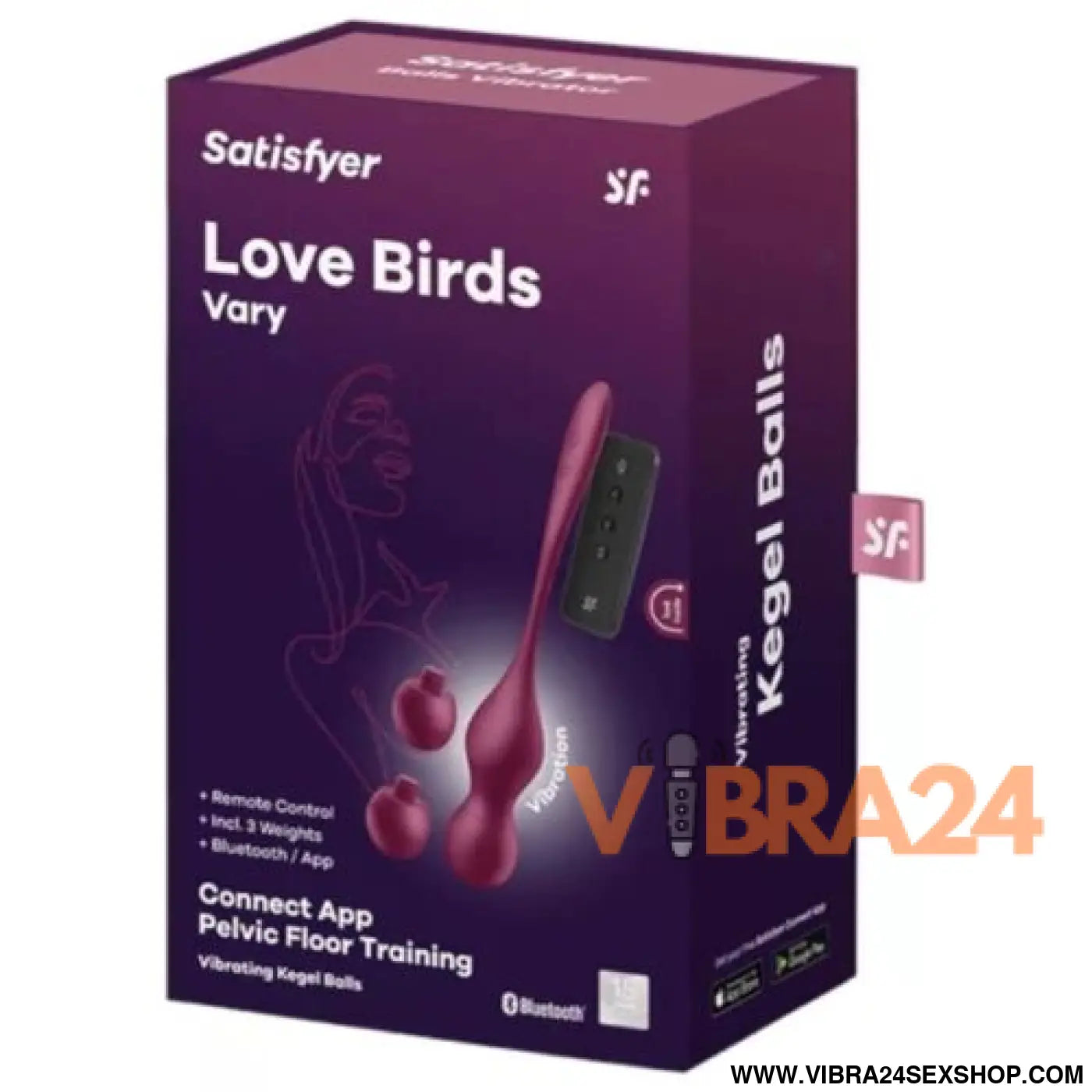Satisfyer Love Birds: Bolas Vibratórias Satisfyer com Aplicativo Gratuito - Vinho Tinto - VIBRA24 SEXSHOP