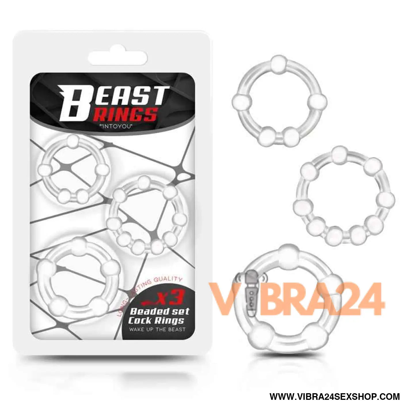 Set of 3 Penis Ring Beaded Flexibles Clear