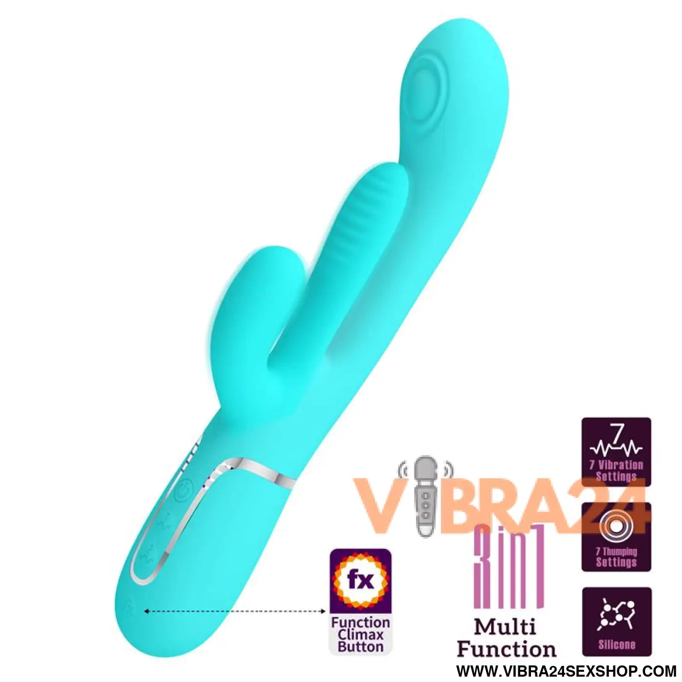 Shania Tripple Rabbit Vibrator Turquoise