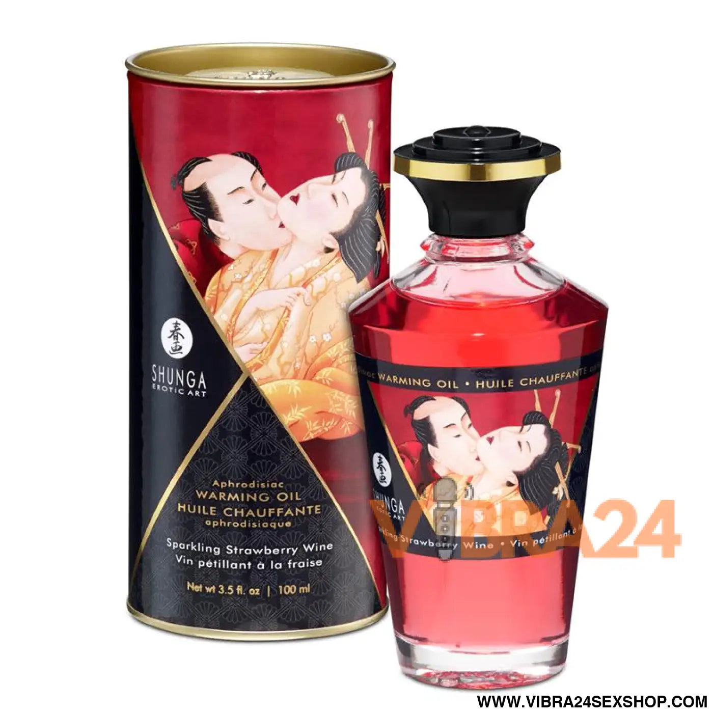 Shunga Warming Massage Oil Sparkling Wine Strawberry