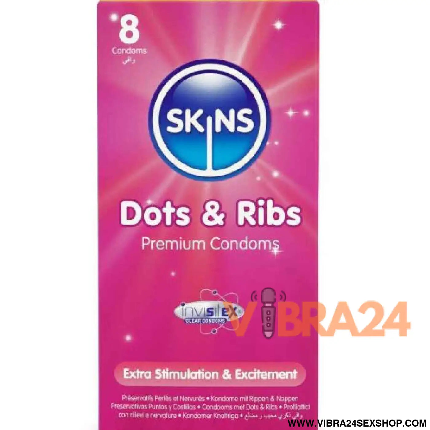 SKINS - DOTS & RIBS PREMIUM PRESERVATIVOS PACOTE 8