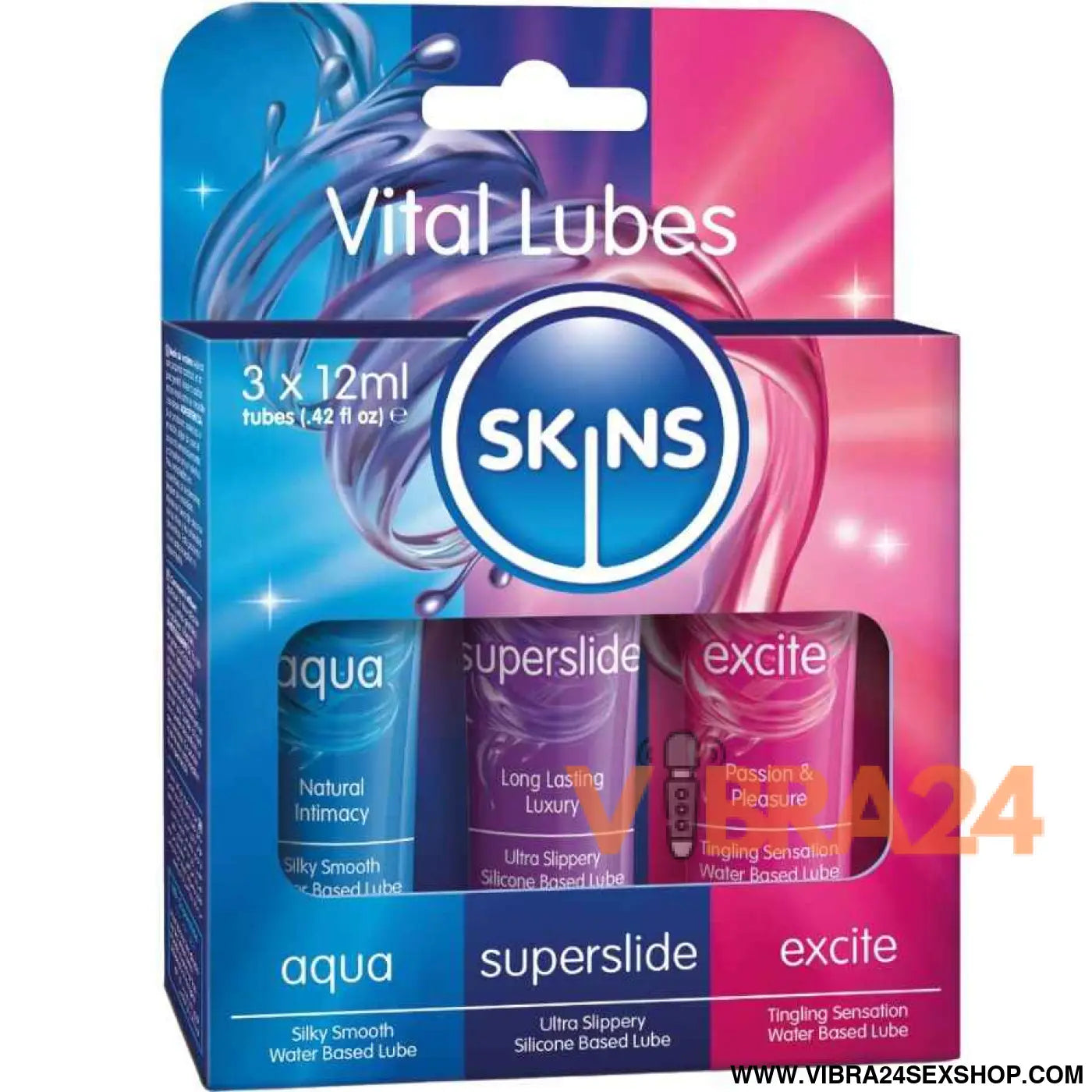 SKINS - KIT DE LUBRIFICANTES VITAL AQUA SUPERSLIDE E EXCITE 3 x 12 ML