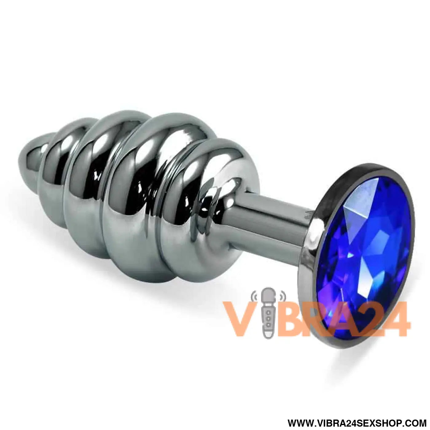 Spiral Butt Plug Rosebud with Darkblue Jewel