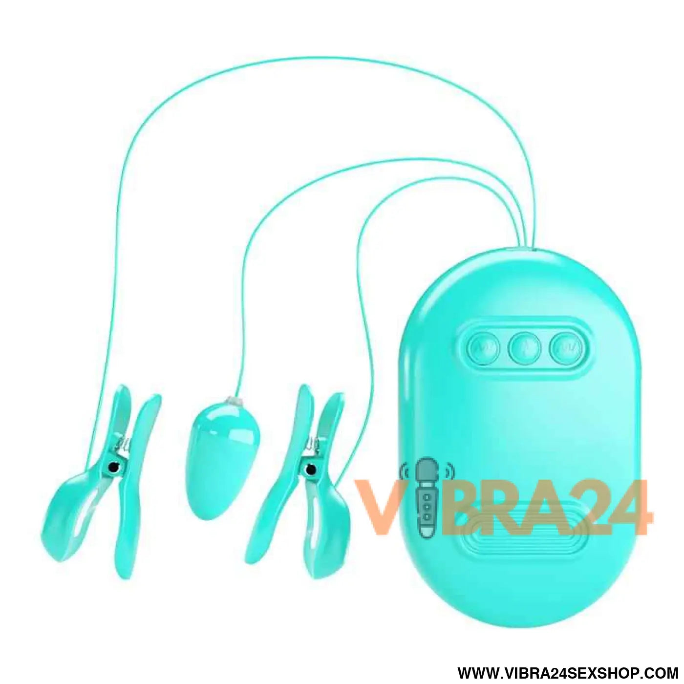 Surprise Box Vibrating Egg with Electric Shock Nipple Clamps Blue