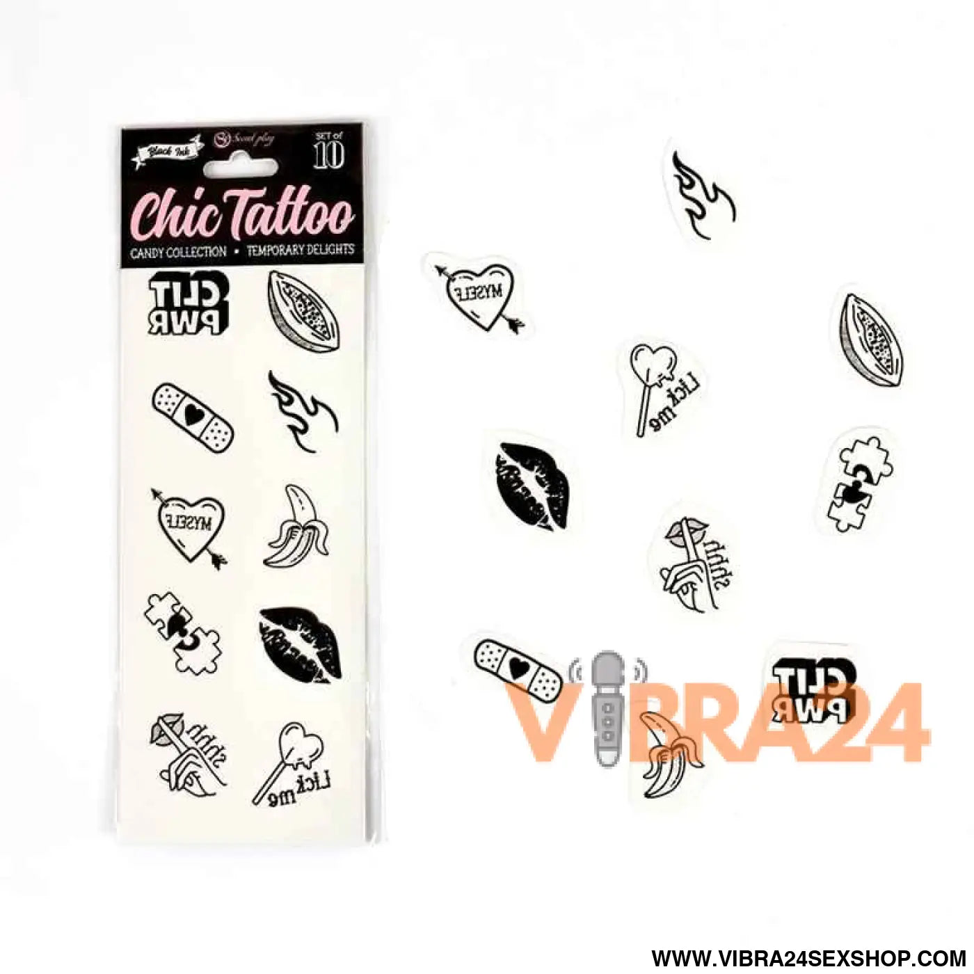 Tatuagens temporárias coleção Candy com dez desenhos divertidos