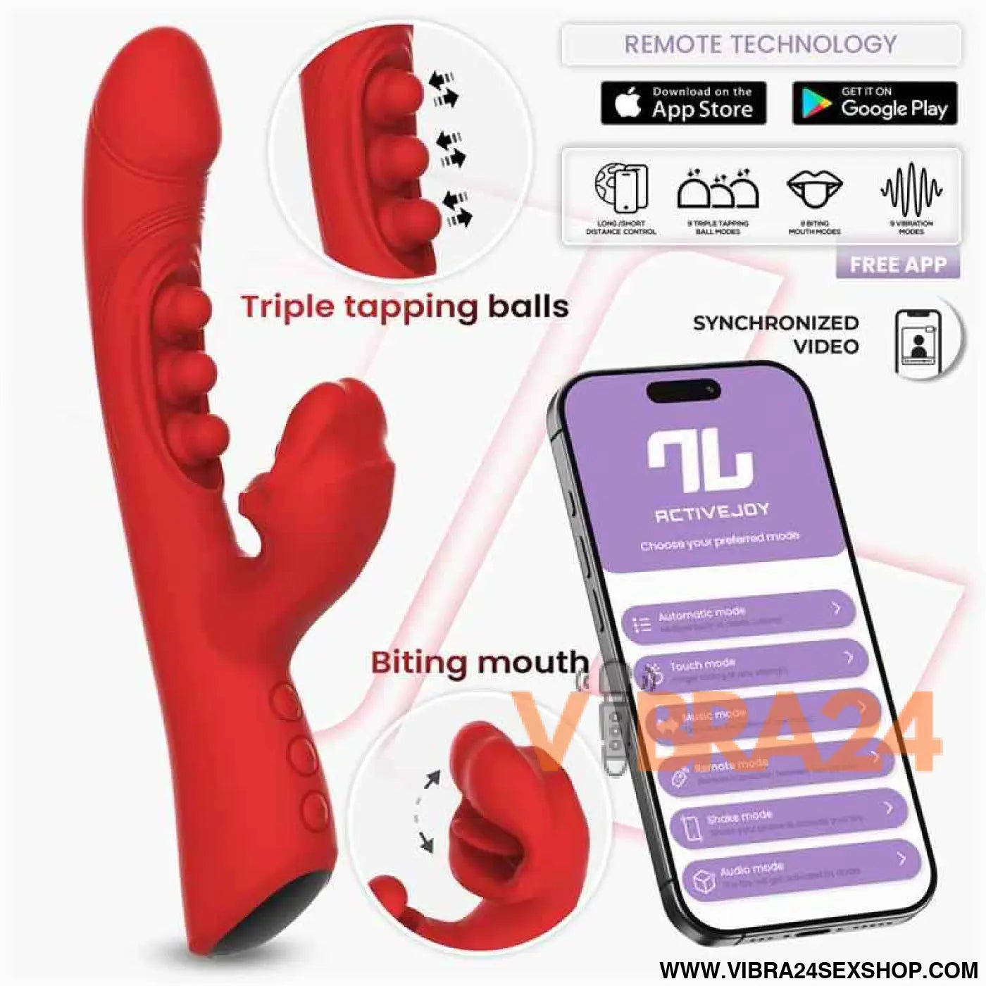 Trixy Vibrator with Tapping Biting and App