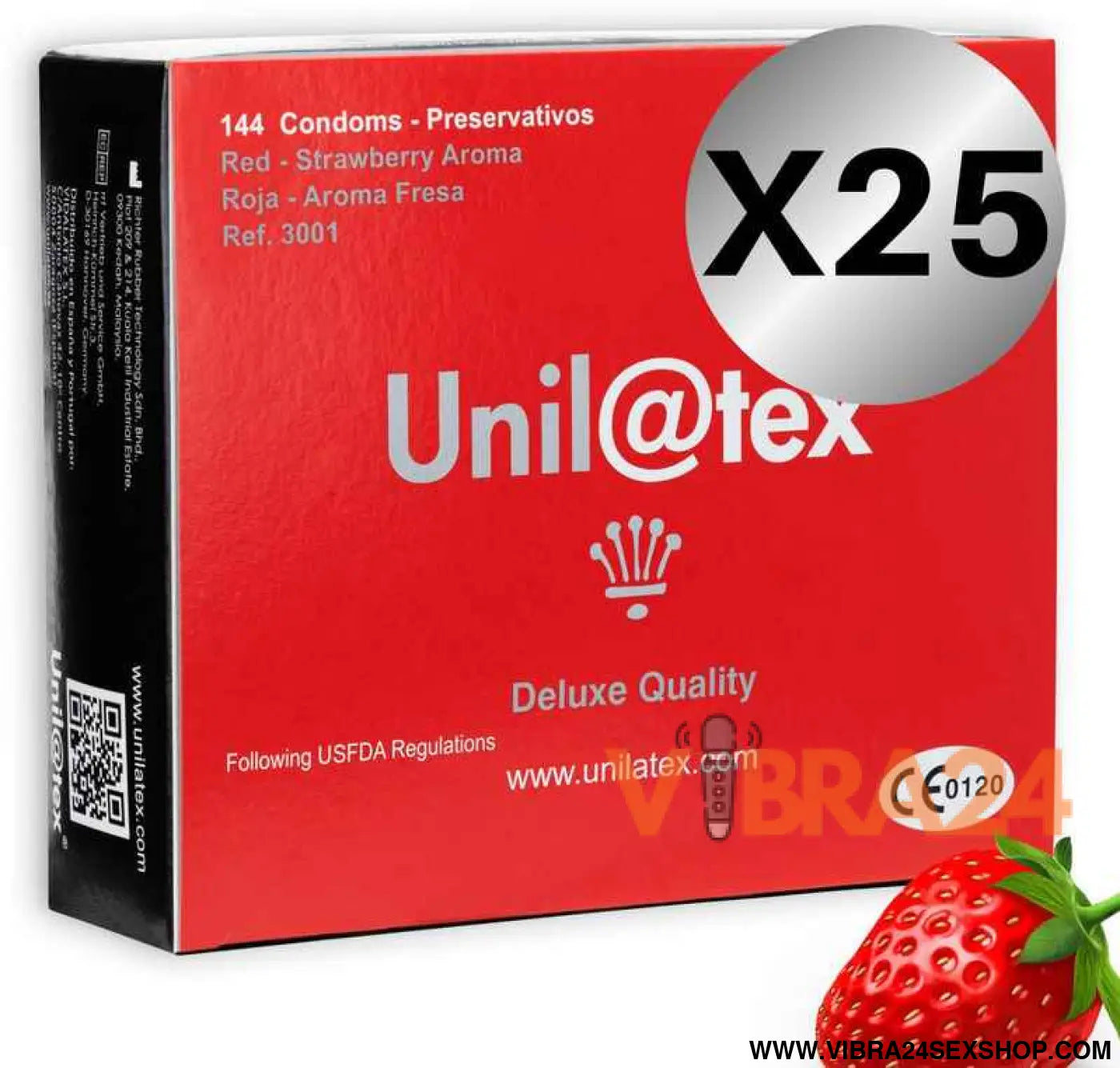 UNILATEX - PACOTE DE CONSERVANTES VERMELHO / MORANGO 25 X 144 UNIDADES