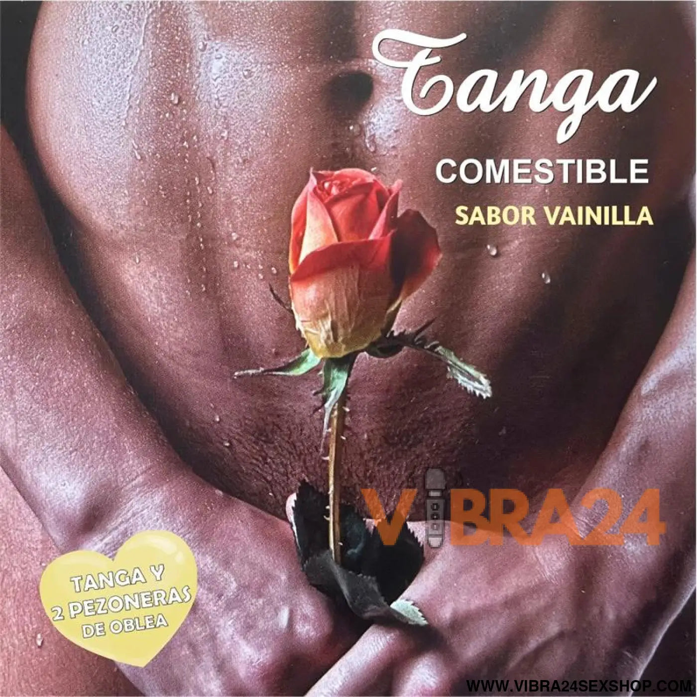 Wafer thong and two vainila flavored nipple covers