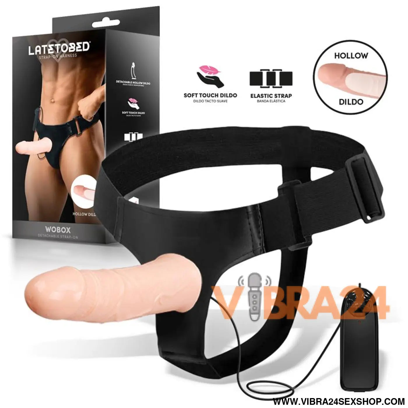 Wobox Detachable Strap-On with Hollow Dildo Vibration and Remote Control