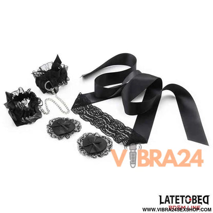 Conjunto Bondage 3 Peças Renda Seda
