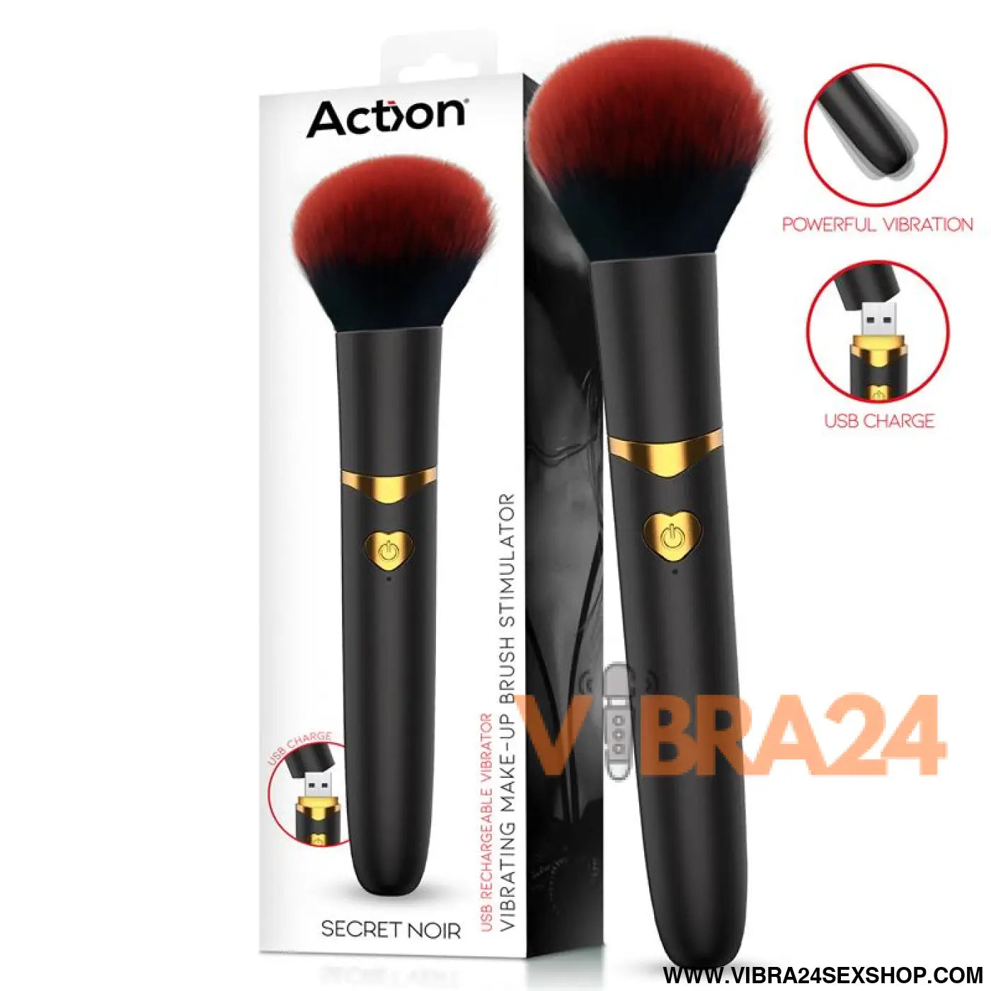 Pincel Vibratório Action Secret Vert Recarregável - Preto