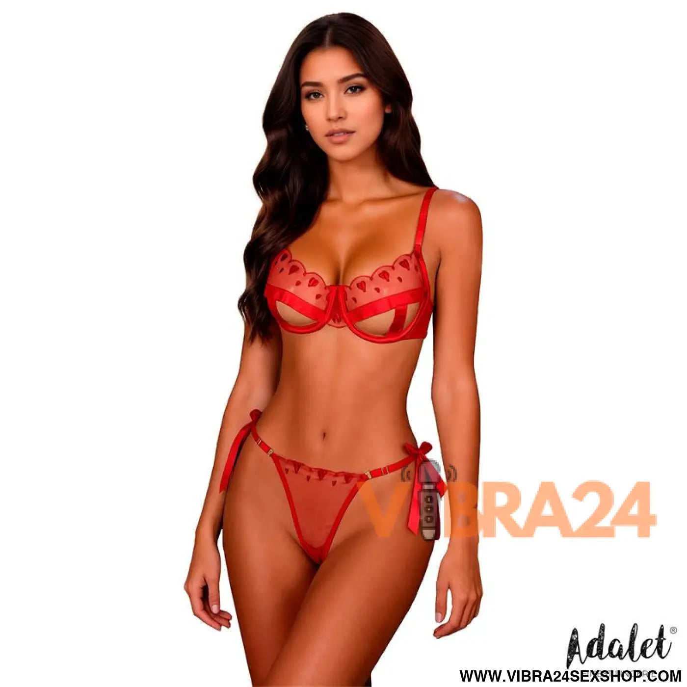 Conjunto de Lingerie Edwina em Renda Vermelha