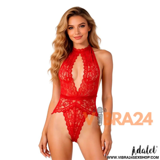 Adalet Lingerie – Kate: Teddy em Vermelho com Design Moderno e Sofisticado para Confiança Paixão