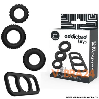 ADDICTED TOYS - Anel de Pénis Conjunto de Anéis de Galo 4 Peças - VIBRA24 SEXSHOP