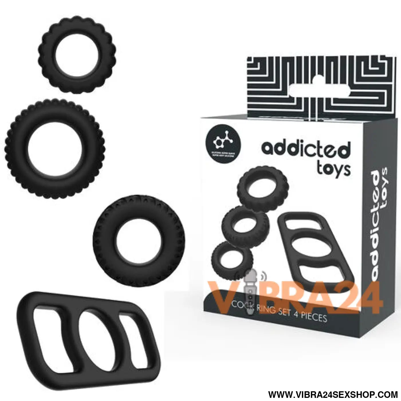 Conjunto de 4 Anéis Penianos Addicted Toys
