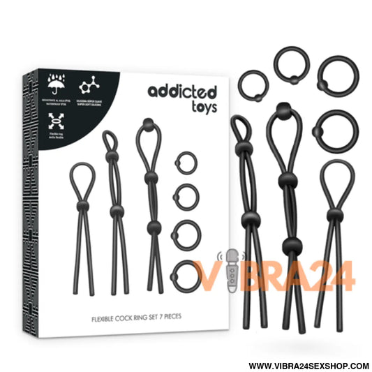ADDICTED TOYS - Anel para Pénis de Silicone Flexível - Conjunto com 7 Peças