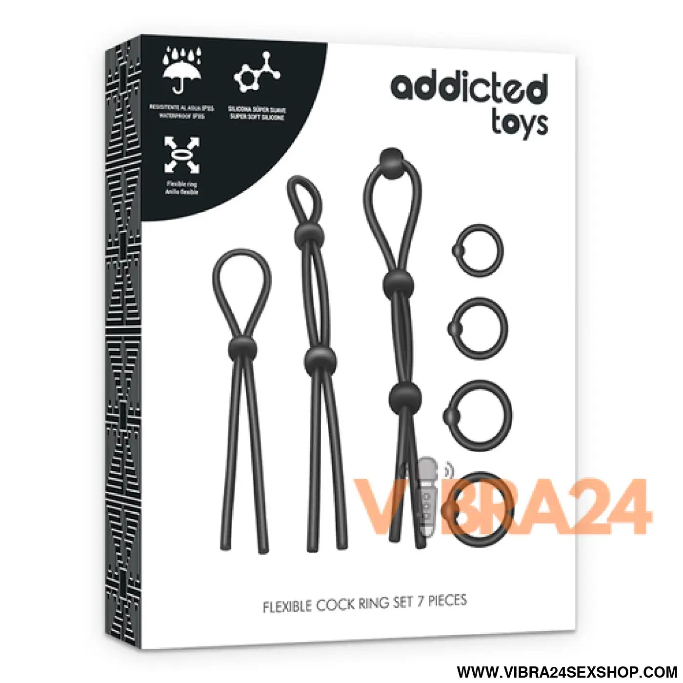 ADDICTED TOYS - Anel para Pénis de Silicone Flexível - Conjunto com 7 Peças - VIBRA24 SEXSHOP
