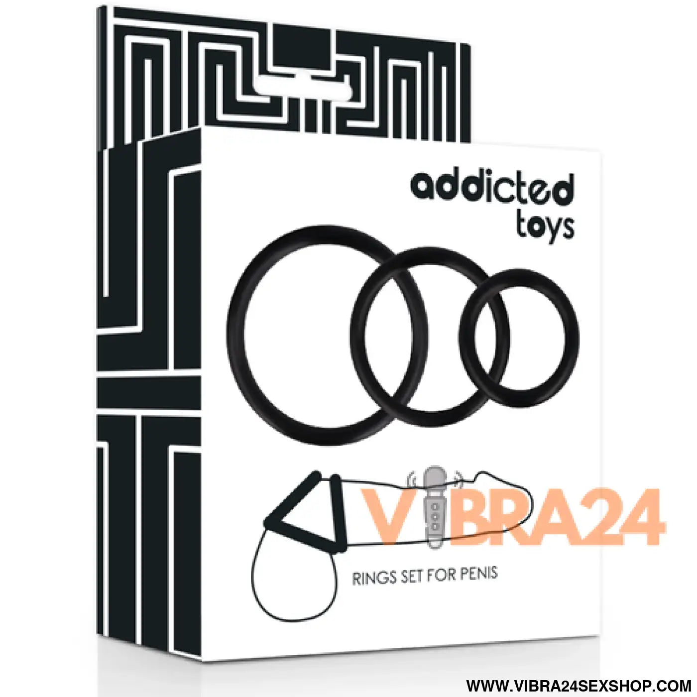 ADDICTED TOYS - Anel para Pénis Preto em Conjunto - VIBRA24 SEXSHOP