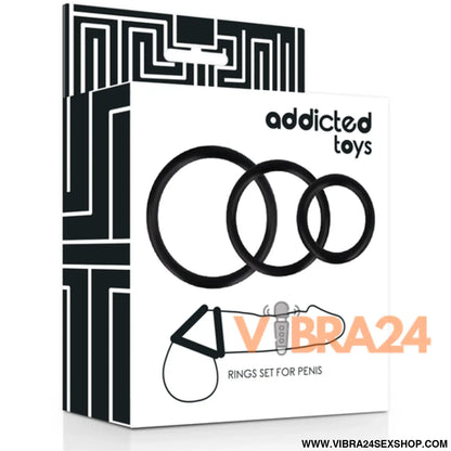 ADDICTED TOYS - Anel para Pénis Preto em Conjunto - VIBRA24 SEXSHOP