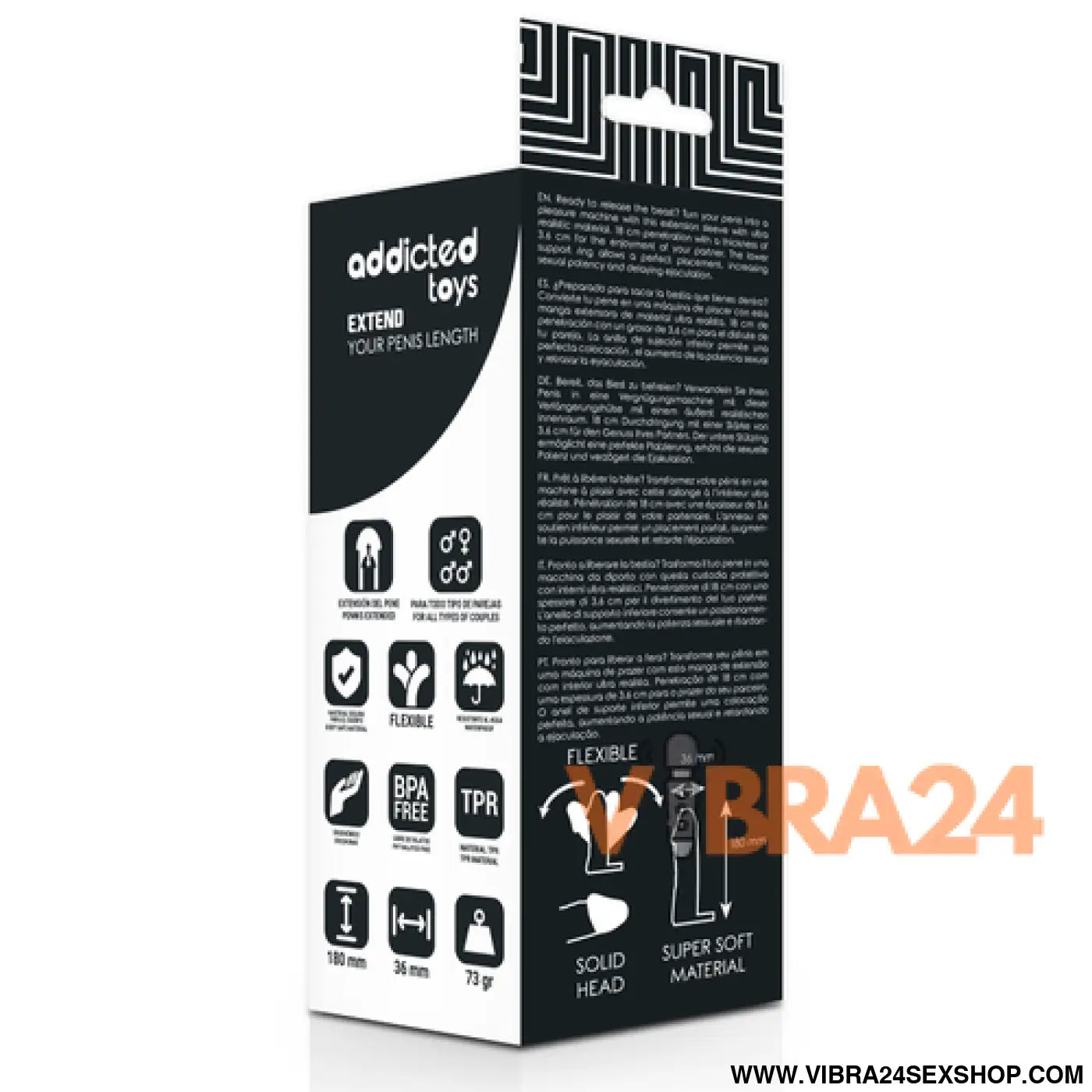 ADDICTED TOYS - Extensor de Pénis 18 cm para Aumentar o Tamanho - VIBRA24 SEXSHOP