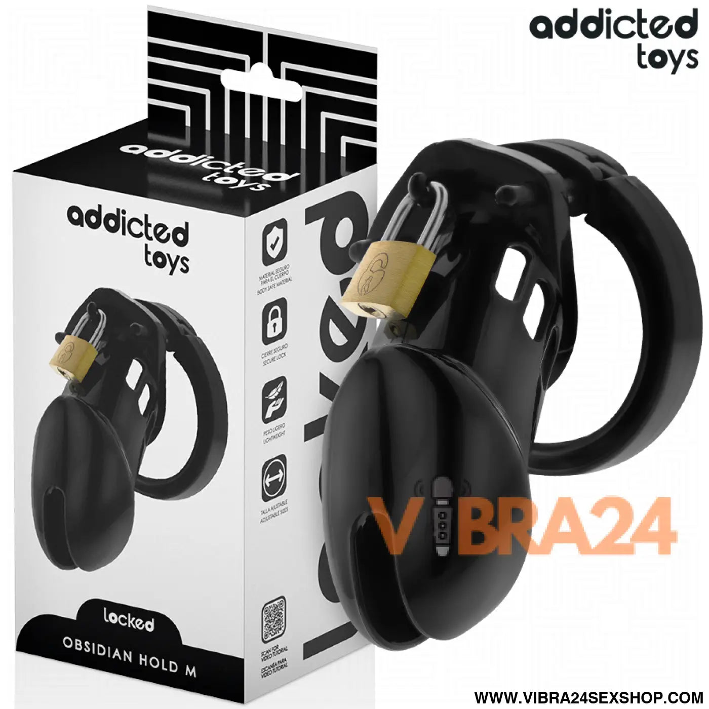 ADDICTED TOYS LOCKED - GAIOLA DE PÊNIS OBSIDIANA TAMANHO M