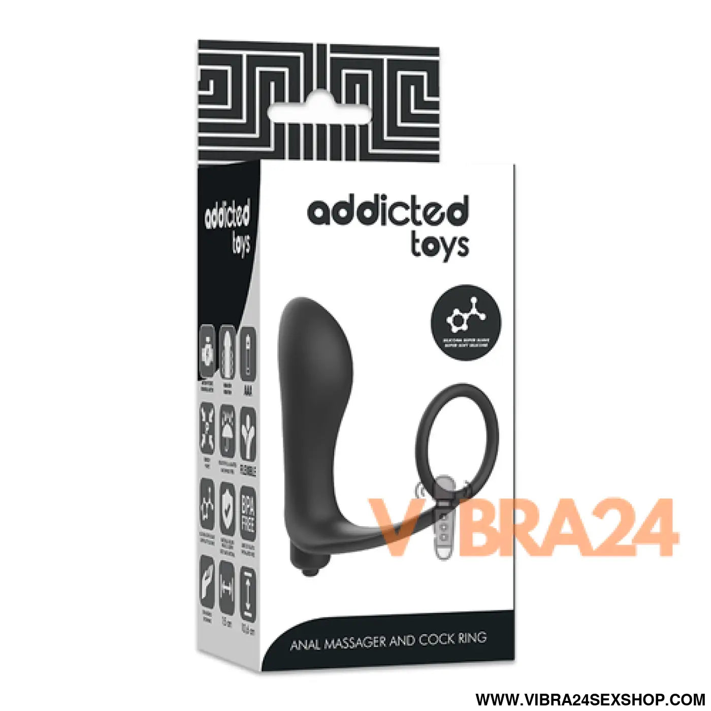ADDICTED TOYS - Plug Anal Vibratório com Anel Peniano para Prazer Intenso - VIBRA24 SEXSHOP