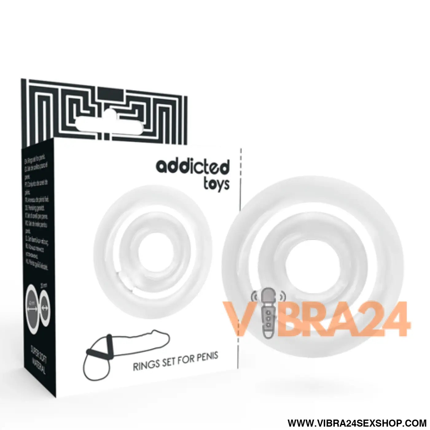 ADDICTED TOYS - POTENZ: Anel Peniano Transparente para Intensificar o Prazer - VIBRA24 SEXSHOP