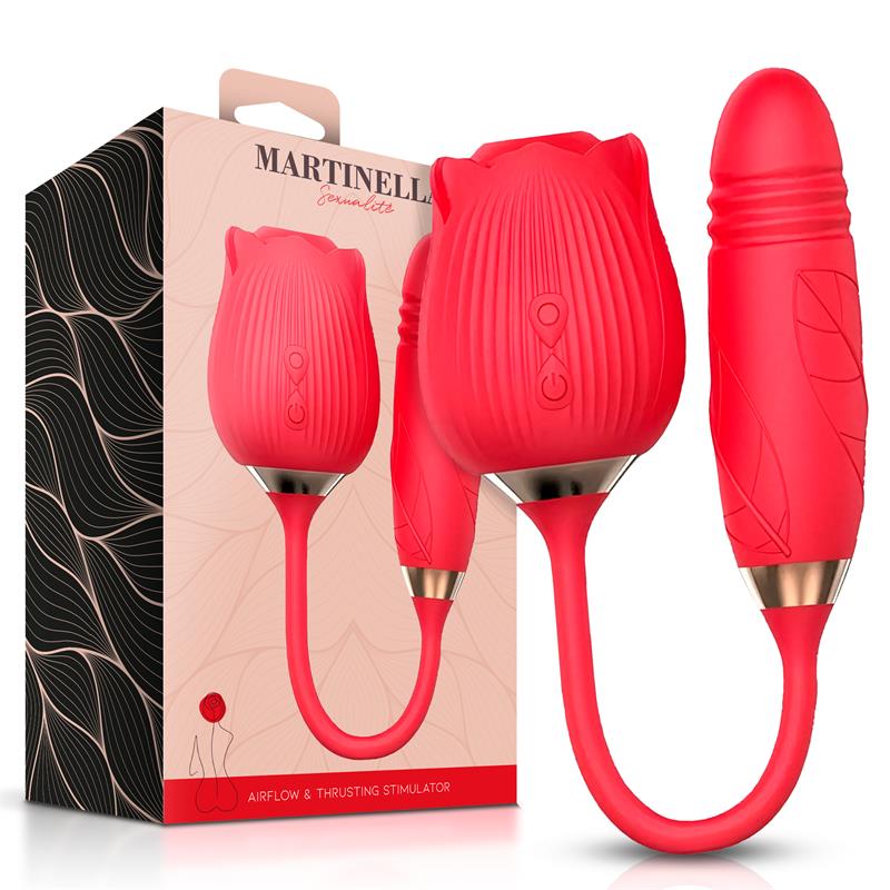 Martinella – Airflow Rose: Estimulador 2 em 1 com Rosa de Sucção e Ovo com Movimento para Prazer Completo