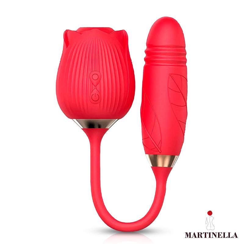 Martinella – Airflow Rose: Estimulador 2 em 1 com Rosa de Sucção e Ovo com Movimento para Prazer Completo