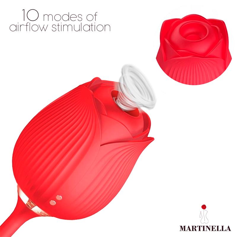 Martinella – Airflow Rose: Estimulador 2 em 1 com Rosa de Sucção e Ovo com Movimento para Prazer Completo