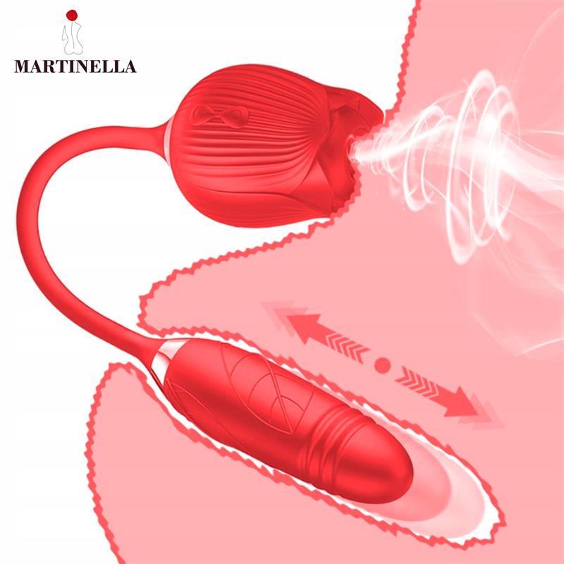 Martinella – Airflow Rose: Estimulador 2 em 1 com Rosa de Sucção e Ovo com Movimento para Prazer Completo