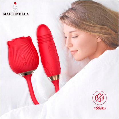 Martinella – Airflow Rose: Estimulador 2 em 1 com Rosa de Sucção e Ovo com Movimento para Prazer Completo