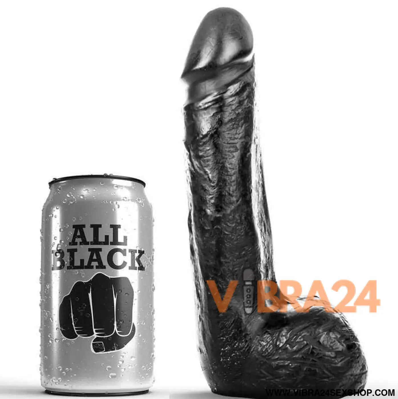 ALL BLACK - DILDO REALISTA PRETO SUAVE 20 CM