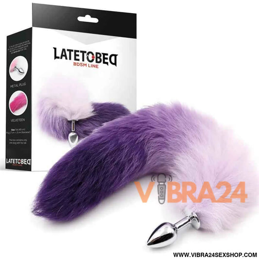 Anal Plug Purple and White Foxy Tail Size S