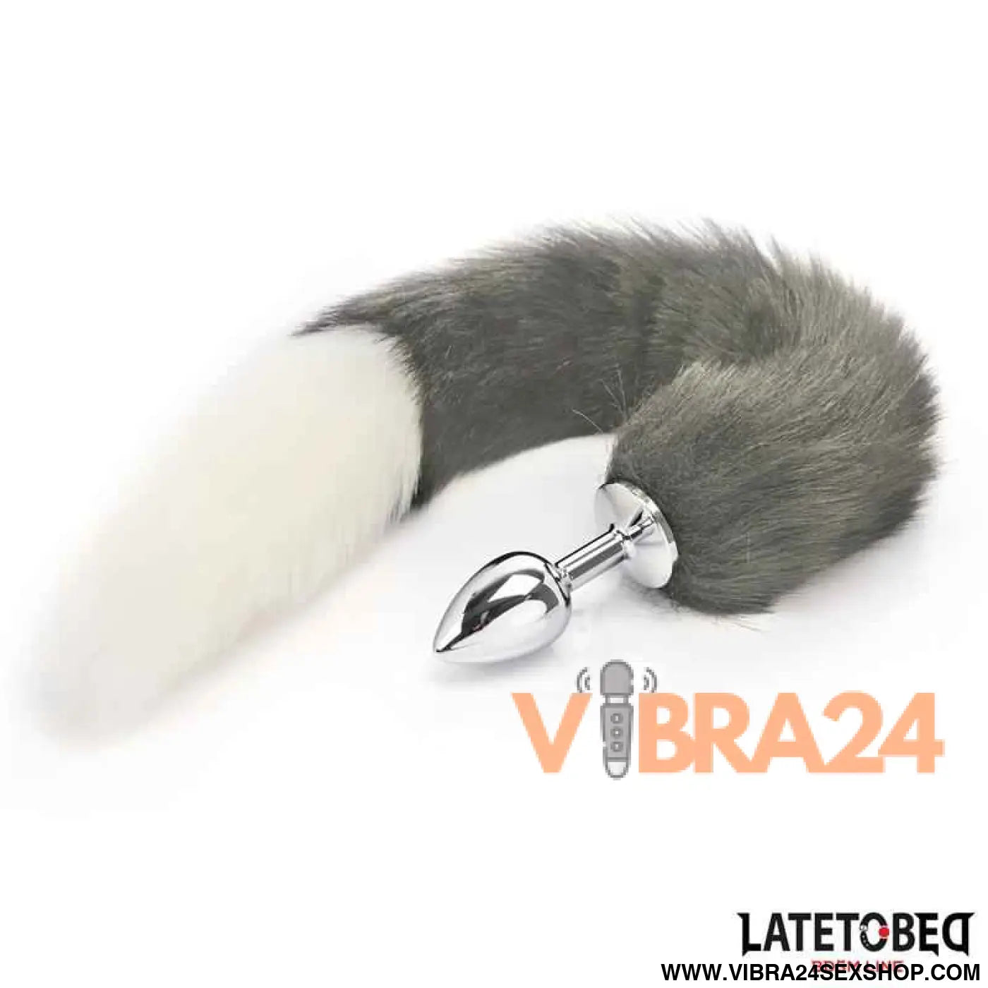 Anal plug with tail Gray and White 40 cm